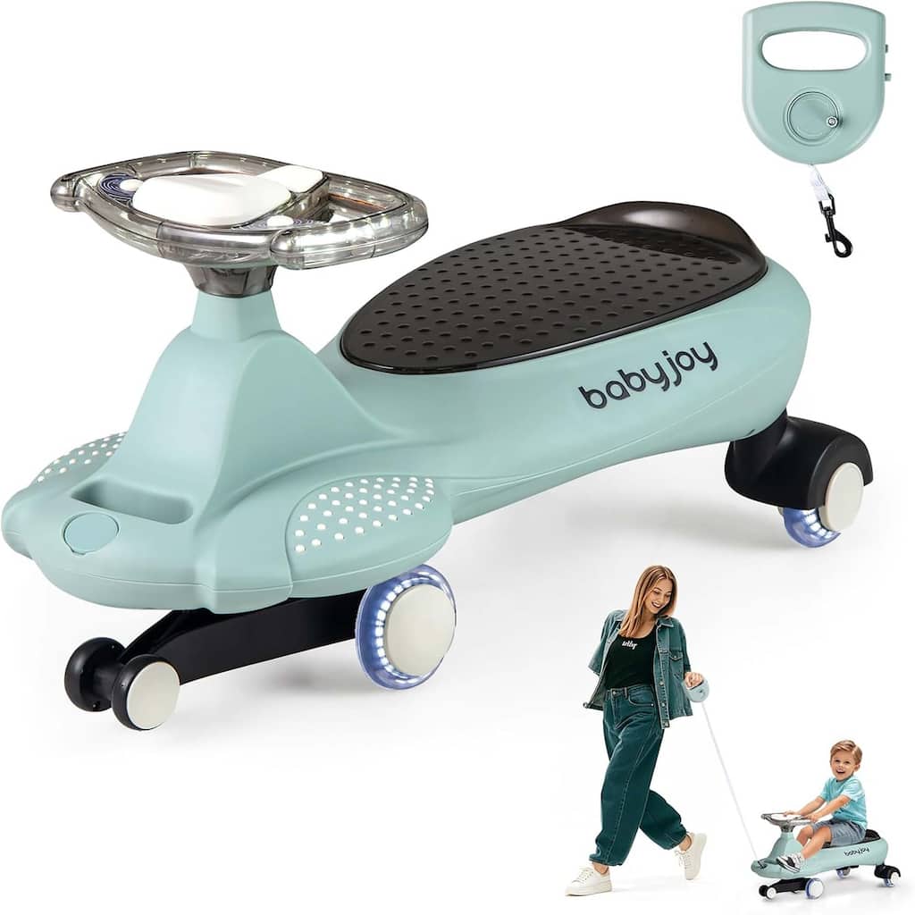 Ride On Toy Wiggle Car Swing Car w/ Under-Seat Storage & Hauling Rope