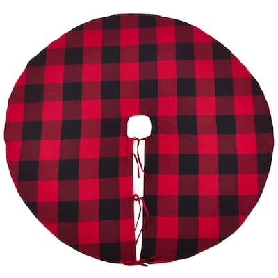 Buffalo Plaid Design Decorative Cotton Christmas Tree Skirt