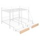preview thumbnail 11 of 12, Full Over Twin & Twin Bunk Bed, Metal Triple Bunk Bed with Drawers and Guardrails