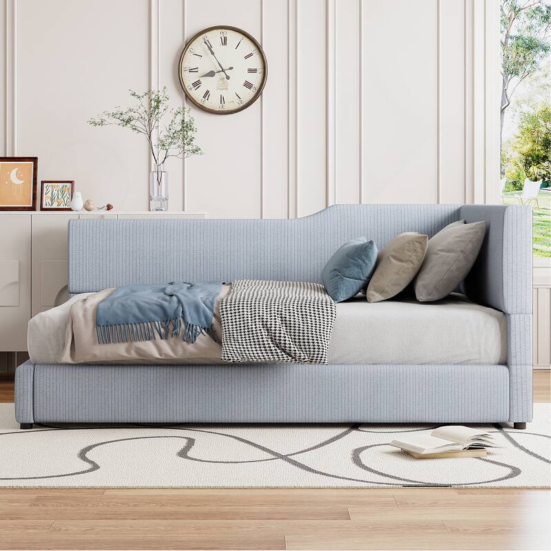 Upholstered L-Shaped Daybed for Relaxing and Hosting,Perfect for Various Home Decor Styles
