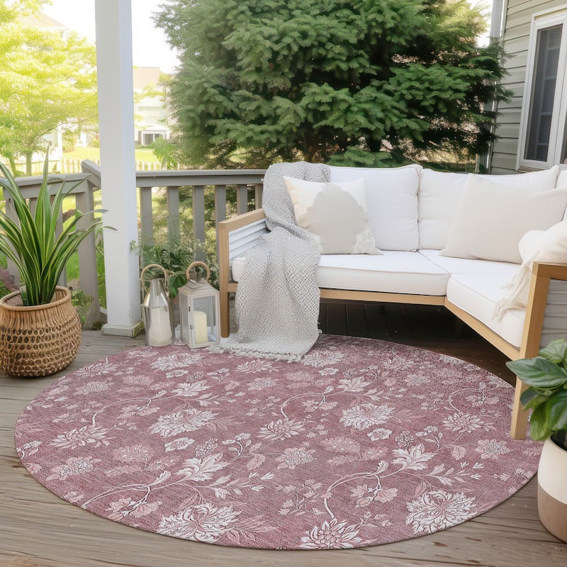 Machine Washable Indoor/ Outdoor Chantille Floral Farmhouse Rug