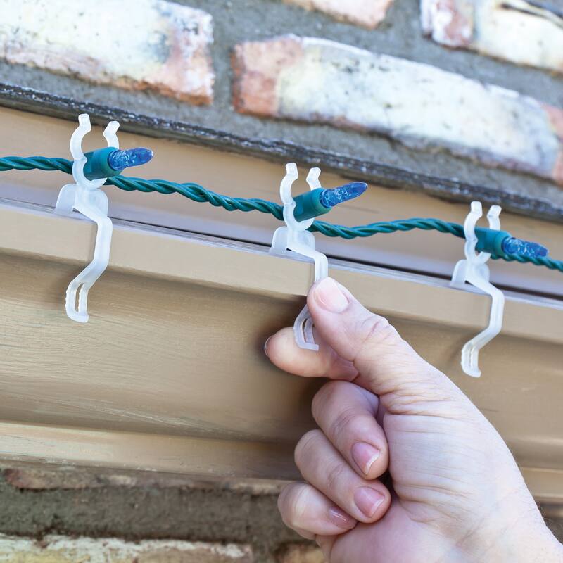 Set of 100 Clear Outdoor Universal Christmas Light Clips 3.5"