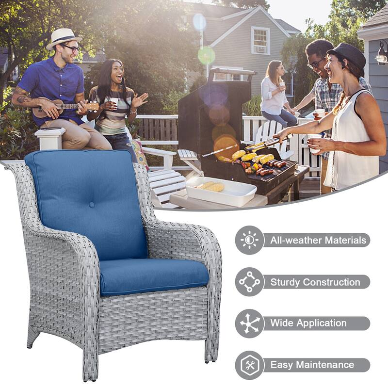6 Pieces All Weather Wicker Sofa Patio Chair Set