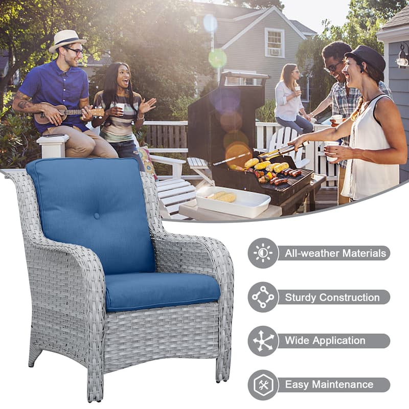 Pocassy Outdoor Patio Chairs with Ottomans Set of 4