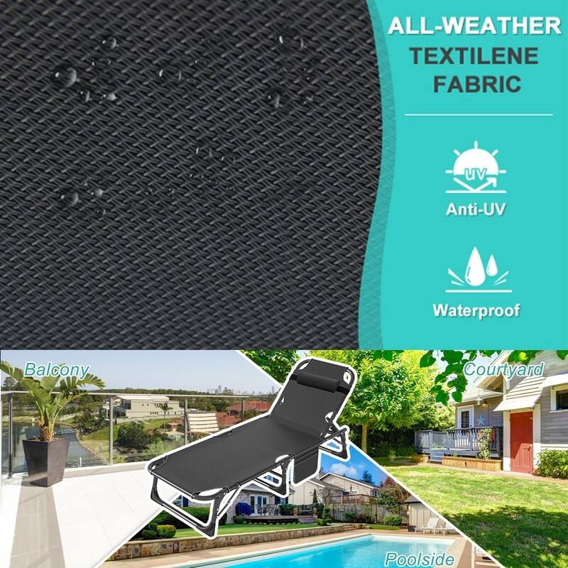 3-in-1 Patio Lounge Chair, Folding Heavy Duty Chaise