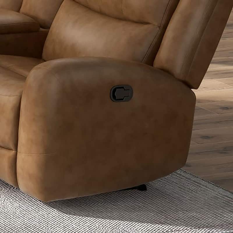 Furniture of America Rhea Modern Brown Top Grain Leather Manual Recliner