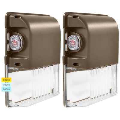 Luxrite 15/20/25W LED Wall Pack Light with Photocell, 3CCT, 1950/2600/3250LM, Dusk to Dawn, IP65, Dimmable 2-Pack