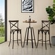 preview thumbnail 2 of 60, Glitzhome Industrial Modern Adjustable Bar Table Rustic Steel 3-Piece Pub Sets