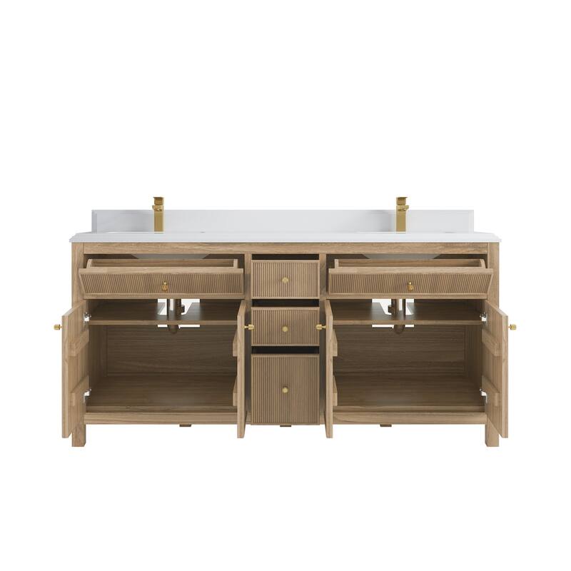 Willow Collections 72 in. W x 22 in. D Sonoma Teak Double Sink Bathroom Vanity with Countertop