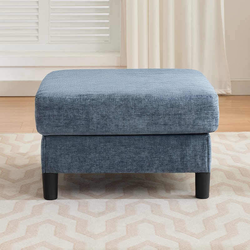 Chenille Upholstered Square Ottoman Footrest