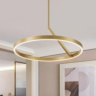 Contemporary Dimmable LED 23.6in Wheel Circular Pendant Light