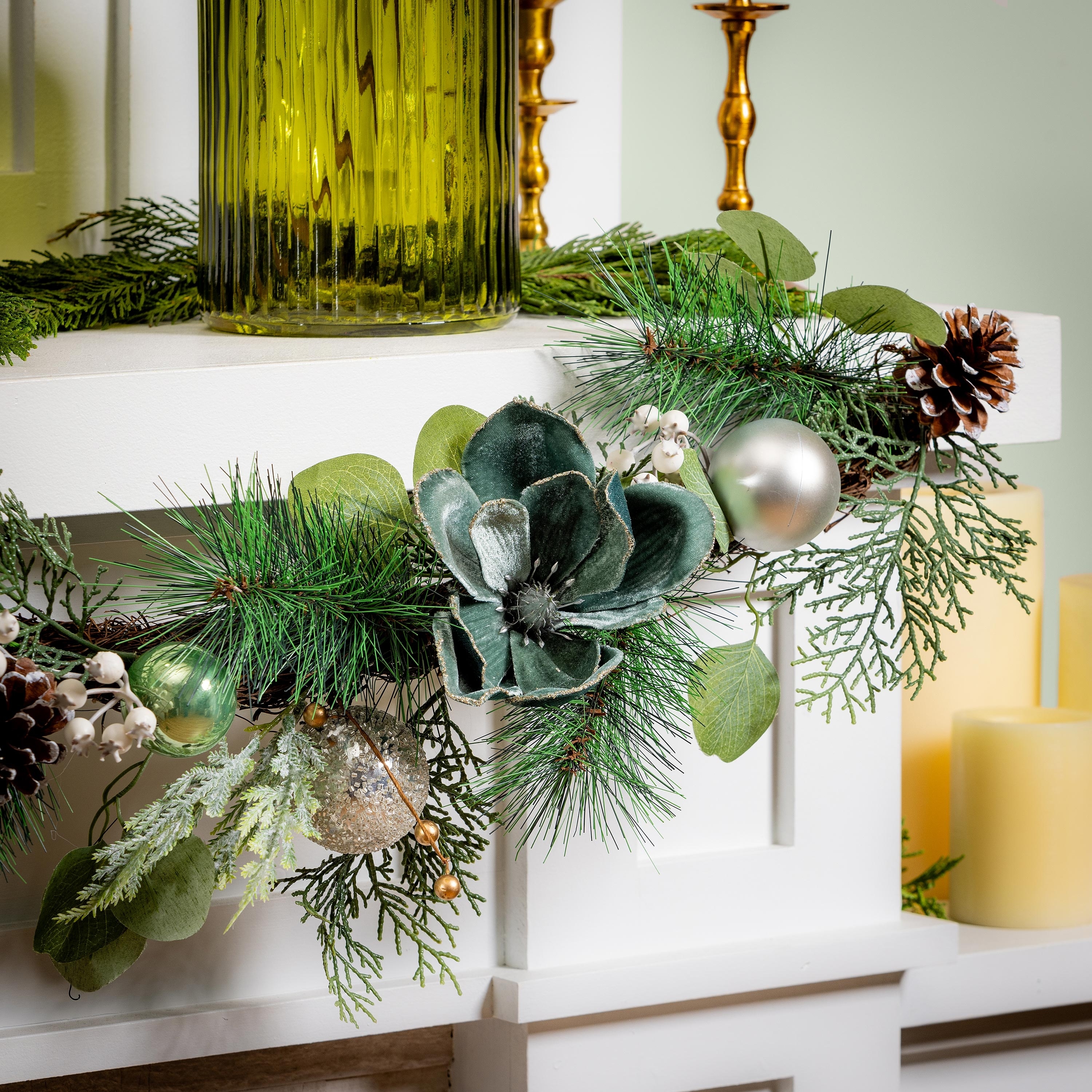Artificial Pine Woodland Garland with Ornaments - 72"