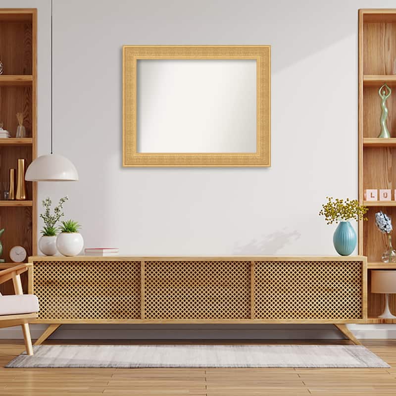 Trellis Non-Beveled Wood Framed Wall Mirror - Trellis Gold