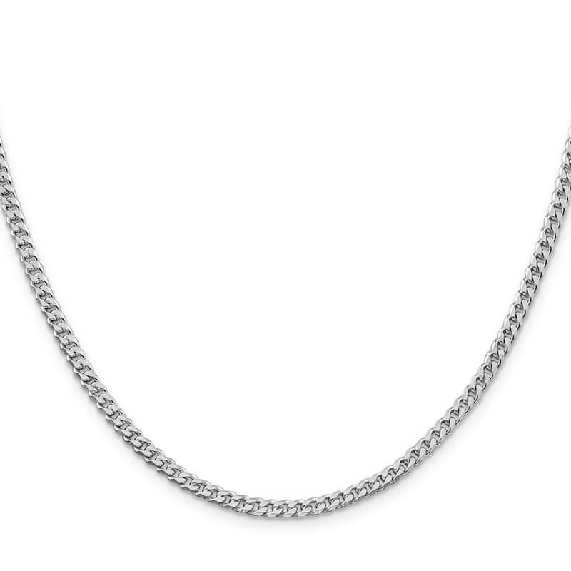 Curata 925 Sterling Silver Rhodium 3.15mm Curb Chain Necklace