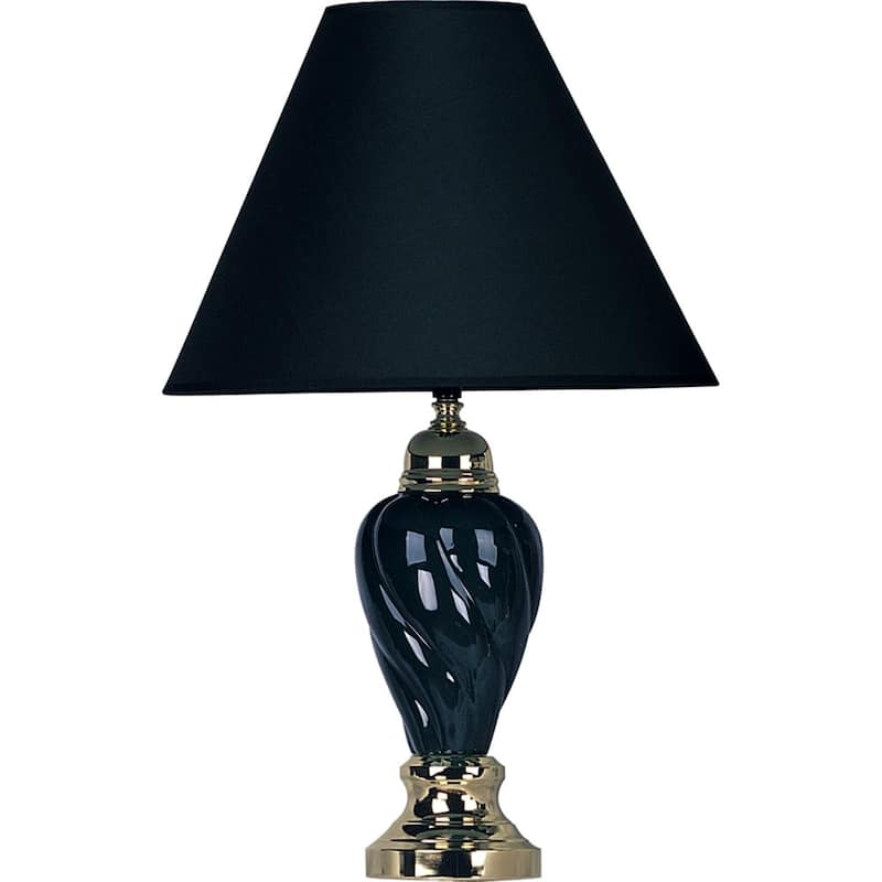 HomeRoots Gold and Navy Blue Table Lamp with Navy Blue Shade - 14.00 in. x 22.00 in. x 14.00 in.