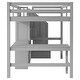 preview thumbnail 9 of 22, Full Size Wood Loft Bed with L-Shaped Desk and Drawers, Space Saving Design Wood Bed Frame with Cabinet and Storage Staircase