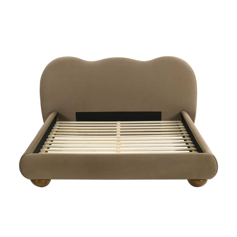 Furniture of America Nilo Modern Fabric Upholstered Platform Bed with Curved Headboard