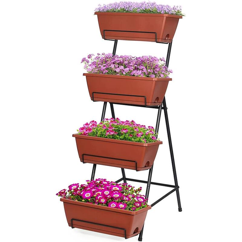 Vertical Raised Garden Bed - Brown - 4 Tier