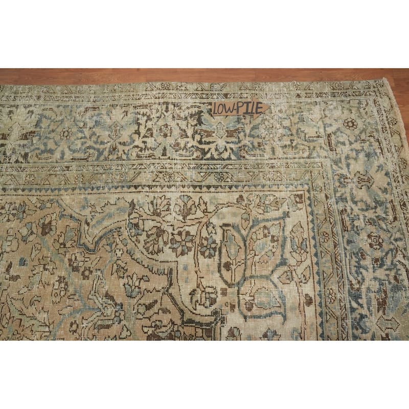 Hand Knotted Oriental 100% Wool Carpet Traditional Floral Peach Heriz Area Rug - 12' 4'' X 9' 4''