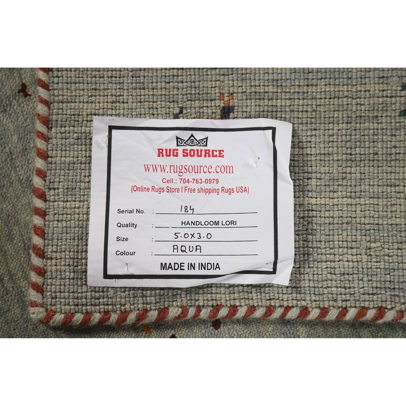 Hand Knotted Oriental 100% Wool Carpet Tribal Animal Pictorial Green Gabbeh Area Rug - 5' 0'' X 3' 0''