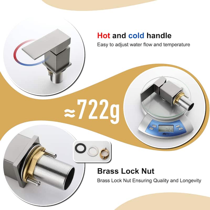 Single Handle Deck Mount Tub Faucet Brushed Nickel Modern 2 Hole Bathroom Bathtub Faucet