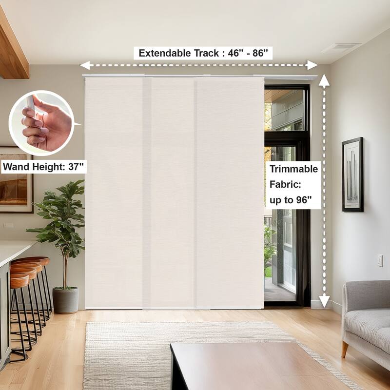CHICOLOGY Adjustable Sliding Panels, 4-Rail Track, Vertical Blinds, Pation Door Curtain, Room Divider