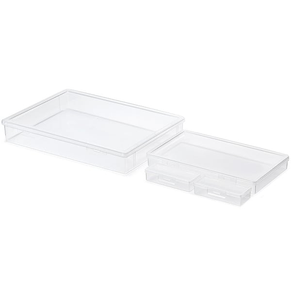 slide 2 of 7, Sorbus Paper and Document Storage Box Set Stackable for Office and Craft Supplies (4 Piece) Clear - Plastic