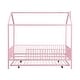 preview thumbnail 27 of 26, 2 Color Full Size House-Shaped Design Platform Bed with Fence and Twin Size Trundle