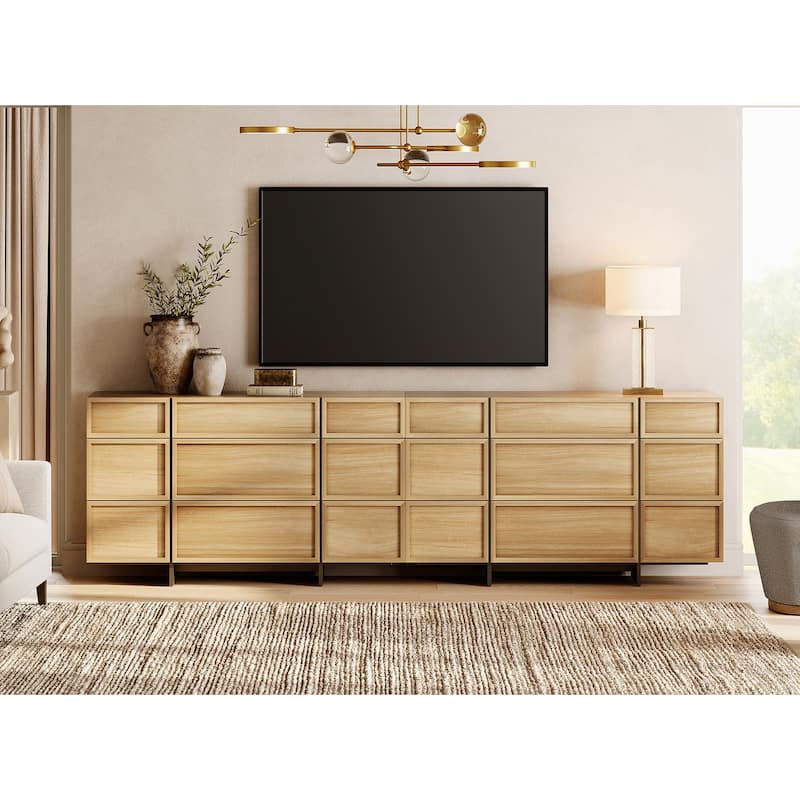 WAMPAT Modern TV Stand, Entertainment Center with T-Shaped Legs, Media Console Table with Storage Drawers