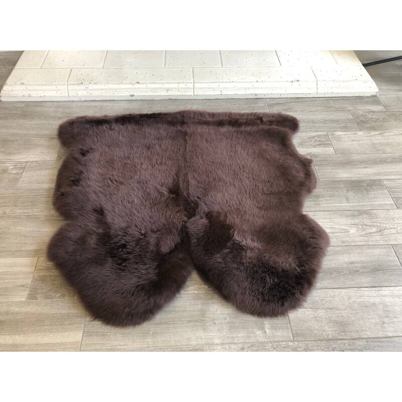 Dynasty Natural 2-Pelt Luxury Long Wool Sheepskin Shag Rug
