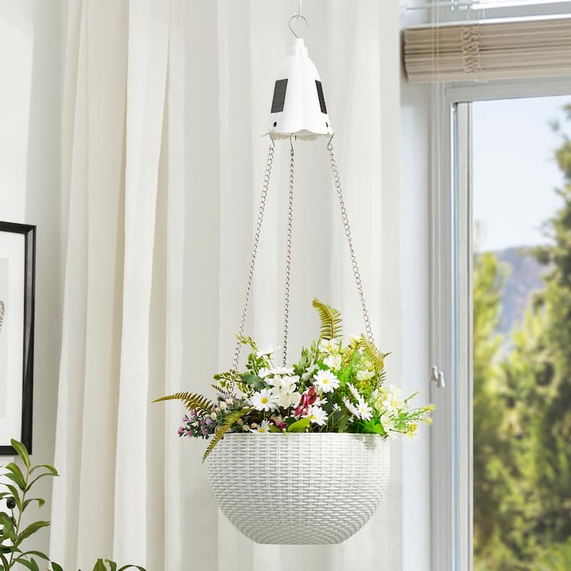 Baimuru 30-inch Height Solar Lighted Hanging Plastic Planter by Havenside Home