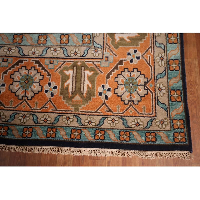 Palace Size Geometric Viss Indian Large Area Rug Handmade Wool Carpet - 11'11"x 17'8"