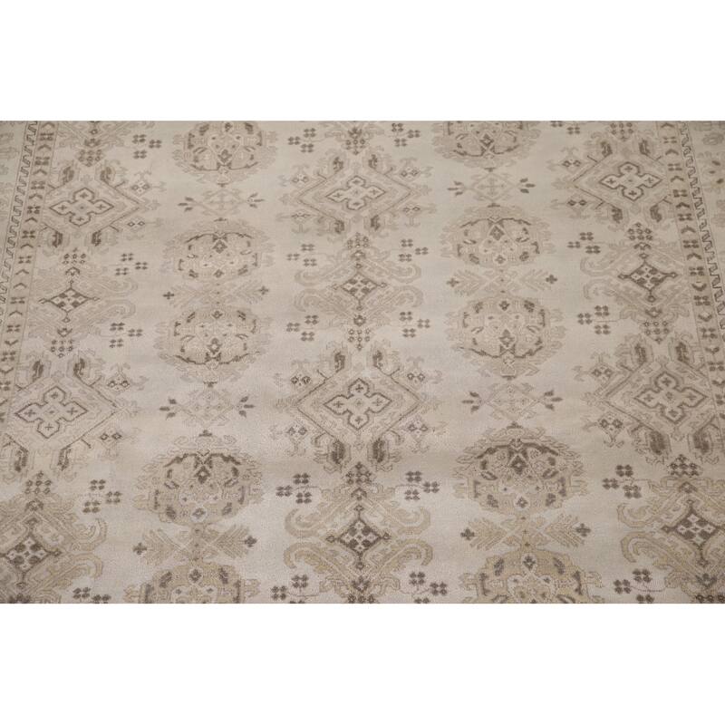 Geometric Oushak Oriental Area Rug Handmade Wool Carpet - 8'10"x 11'11"