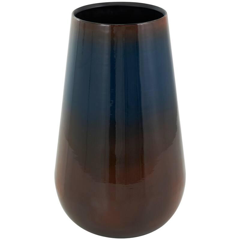 Blue Metal Ombre Vase with Brown Accents