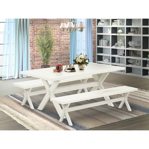 3 Piece Dinette Set - 1 Dining Table and 2 Dining Table Bench - Reliable and Sturdy Construction (Finish Option)