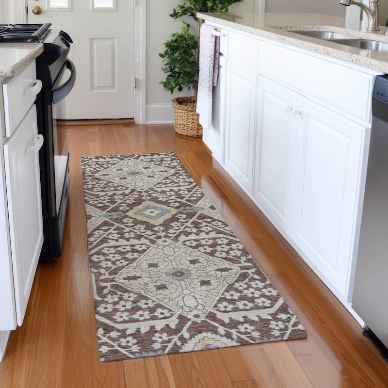 Premium Washable Super Soft Traditional Agra Mayfield Rug - Chocolate - 2'3" x 7'6"