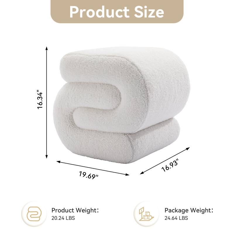 Sshape Velvet Fabric Ottoman Makeup Stool Footstool,