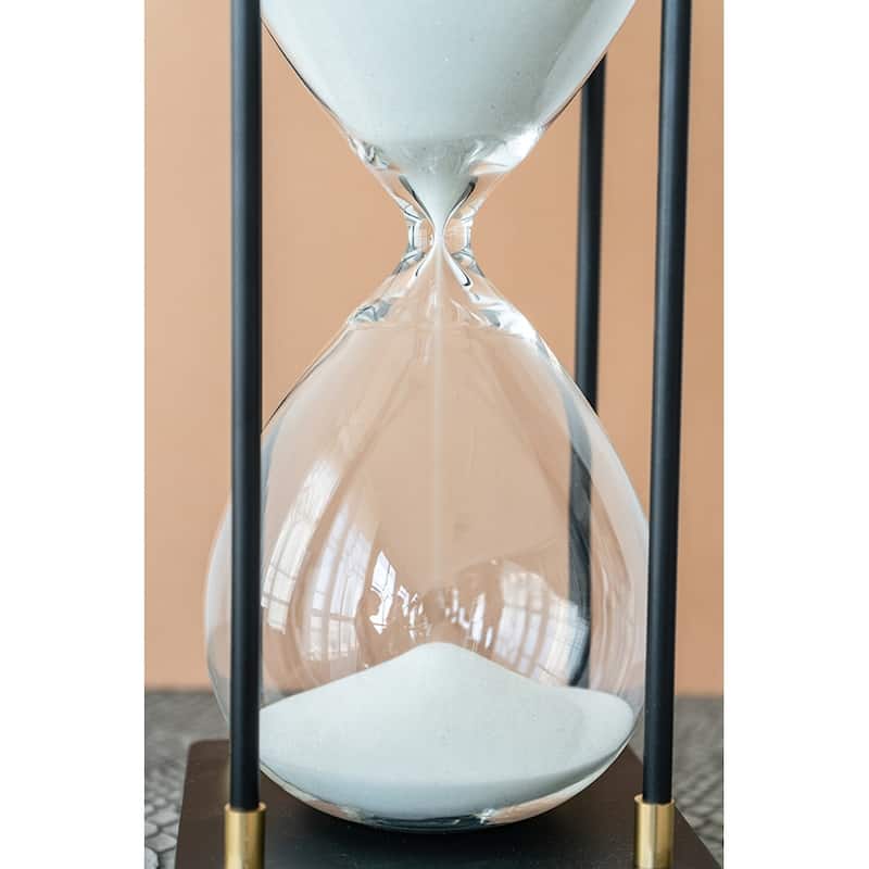 4.3x4.3x12" Hourglass With Wooden Frame, White