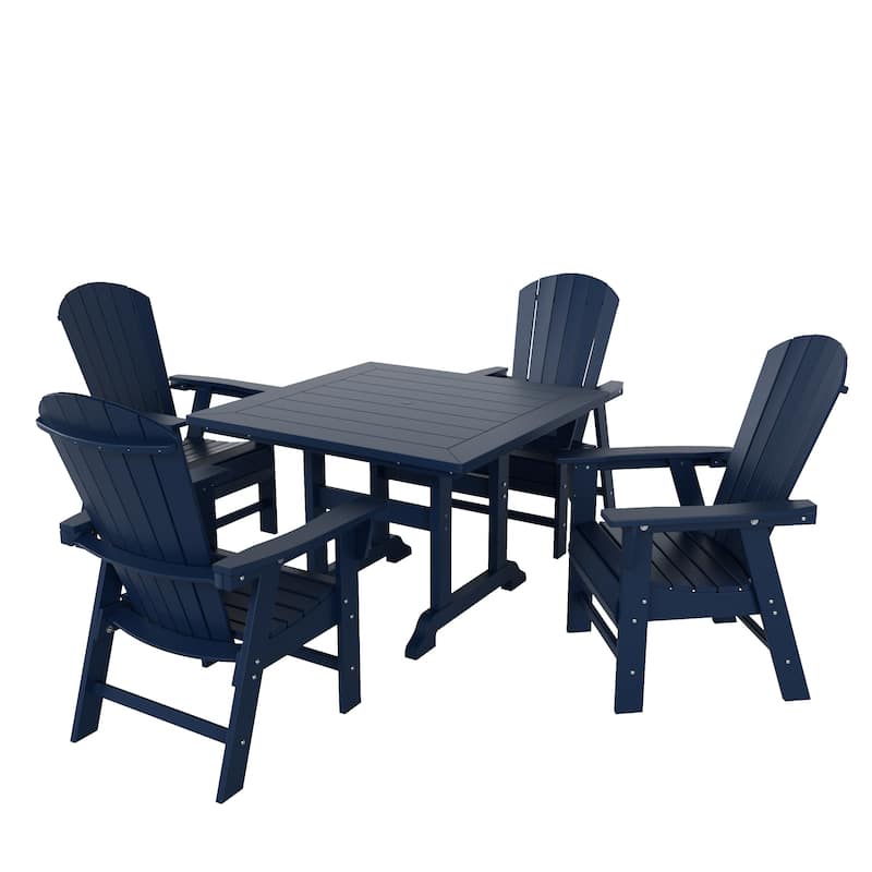 Altura 5-Piece Square Poly Eco-Friendly All Weather Outdoor Dining Set with Armchairs