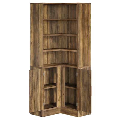 Farmhouse L-Shaped Corner Bookcase Bookshelf with Storage