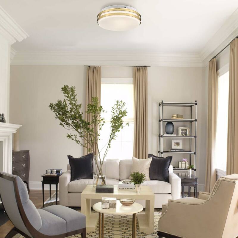Flush Mount Ceiling Light with Frosted Glass Shade - N/A