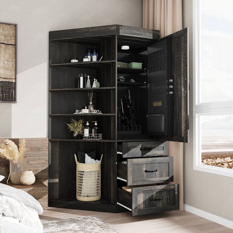 Large Gun Safe with Digital Lock Tall Storage Cabinet with Shelves, Multi-Option Secure Locker and Cupboard
