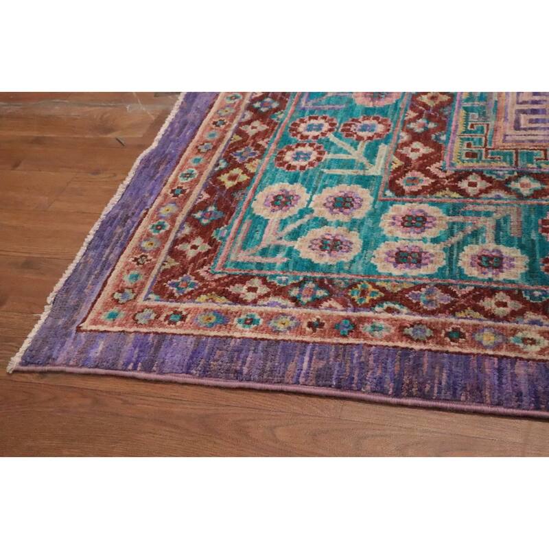 Hand Knotted Oriental 100% Wool Carpet Traditional Floral Purples Ziegler Area Rug - 10' 1'' X 7' 11''