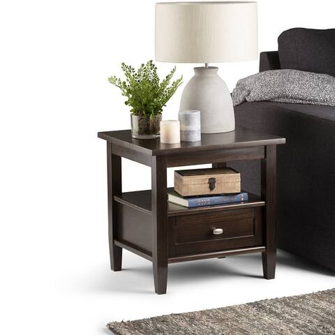 WYNDENHALL Norfolk Solid Wood Rectangle Transitional End Side Table - 20 inch Wide