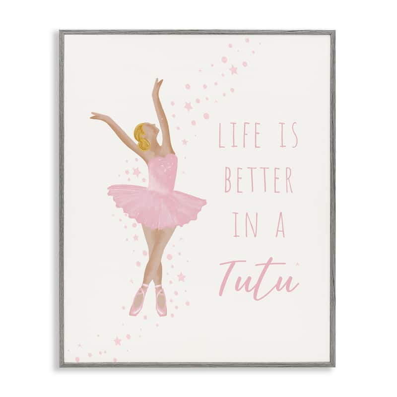 Stupell Life Is Better In Tutu Framed Giclee Art Design By Chen Alyesh - 16 x 20 - Grey