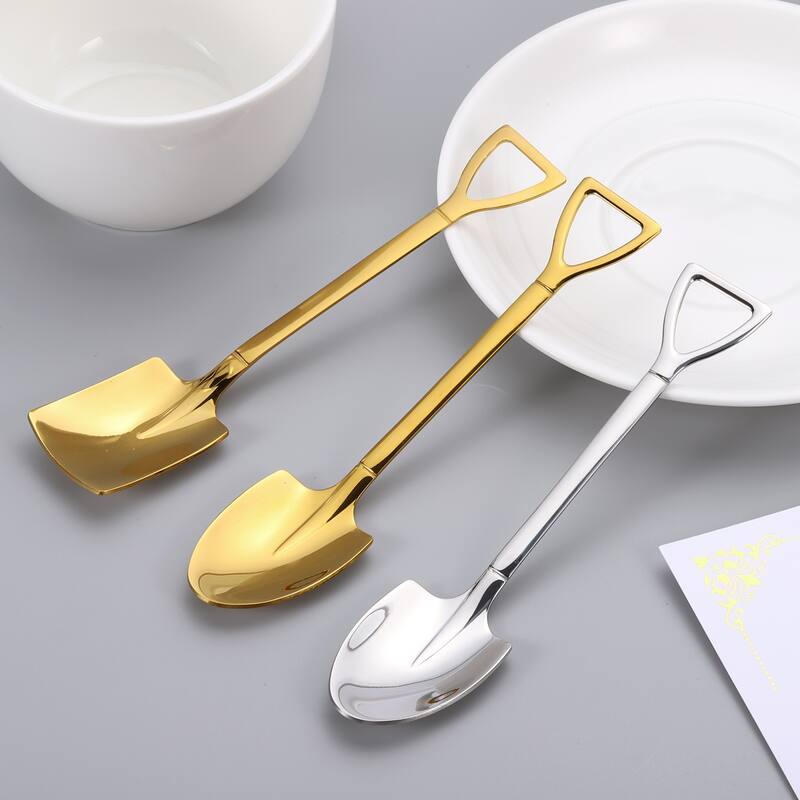 4Pcs 6" Mini Shovel Spoon Stainless Steel Coffee Spoon Dessert Spoons