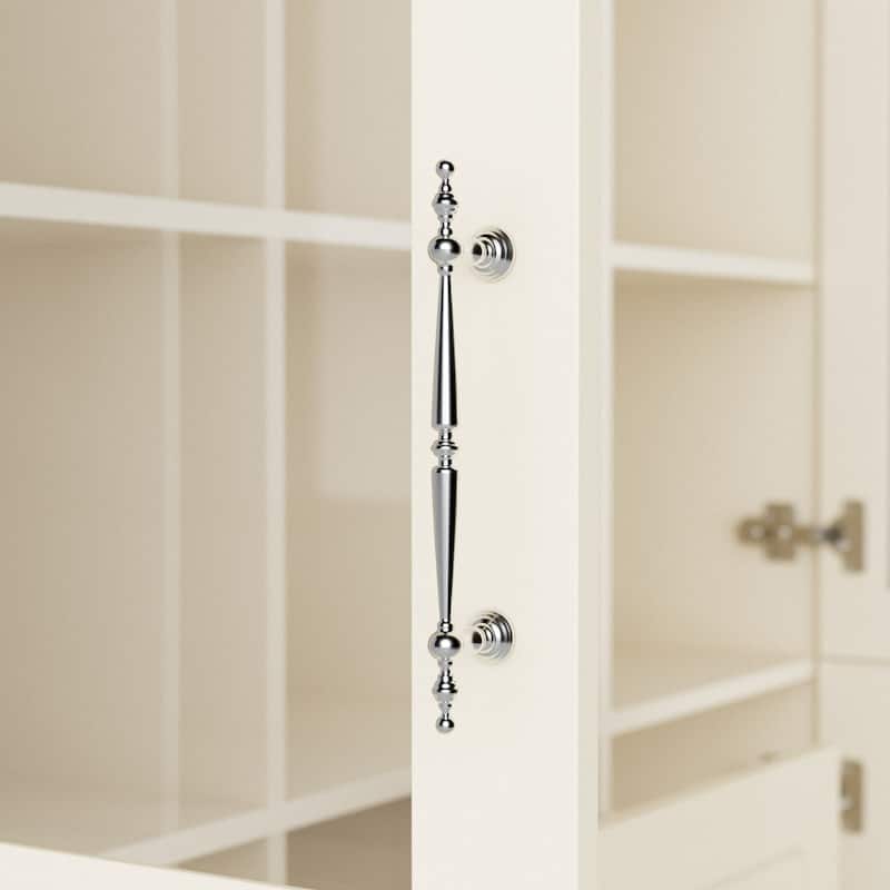 Modular Bookcase with LED Lights, Glass Door Storage Cabinet with Drawers, Large Display Shelving Unit Sideboard