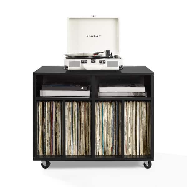 slide 2 of 25, Crosley Carlo Rolling Record Player Stand With Vinyl Storage Black