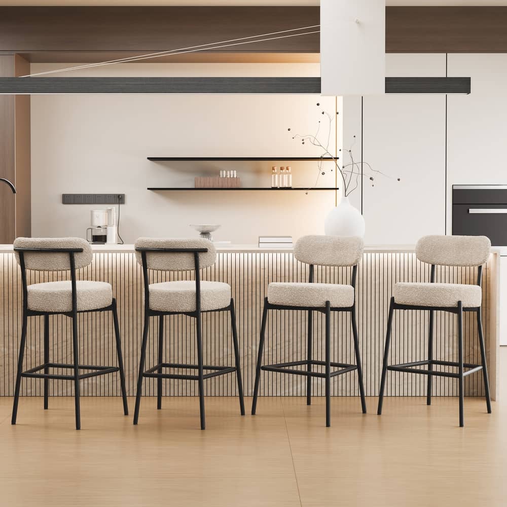 XINMICS 27 Inches Boucle Counter Height Bar Stools with Back