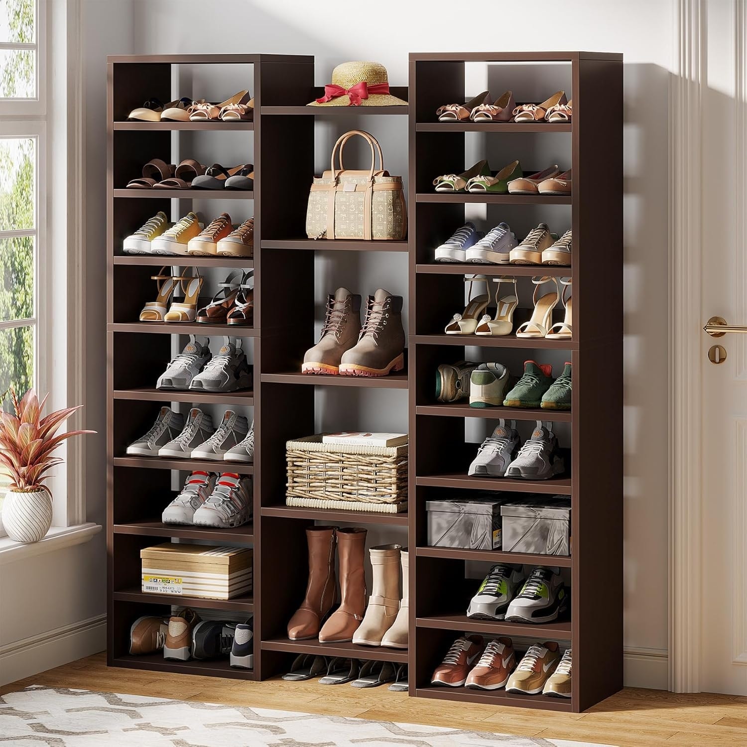 14-Tier Shoe Rack, 46 Pairs Freestanding Tall Entryway Shoe